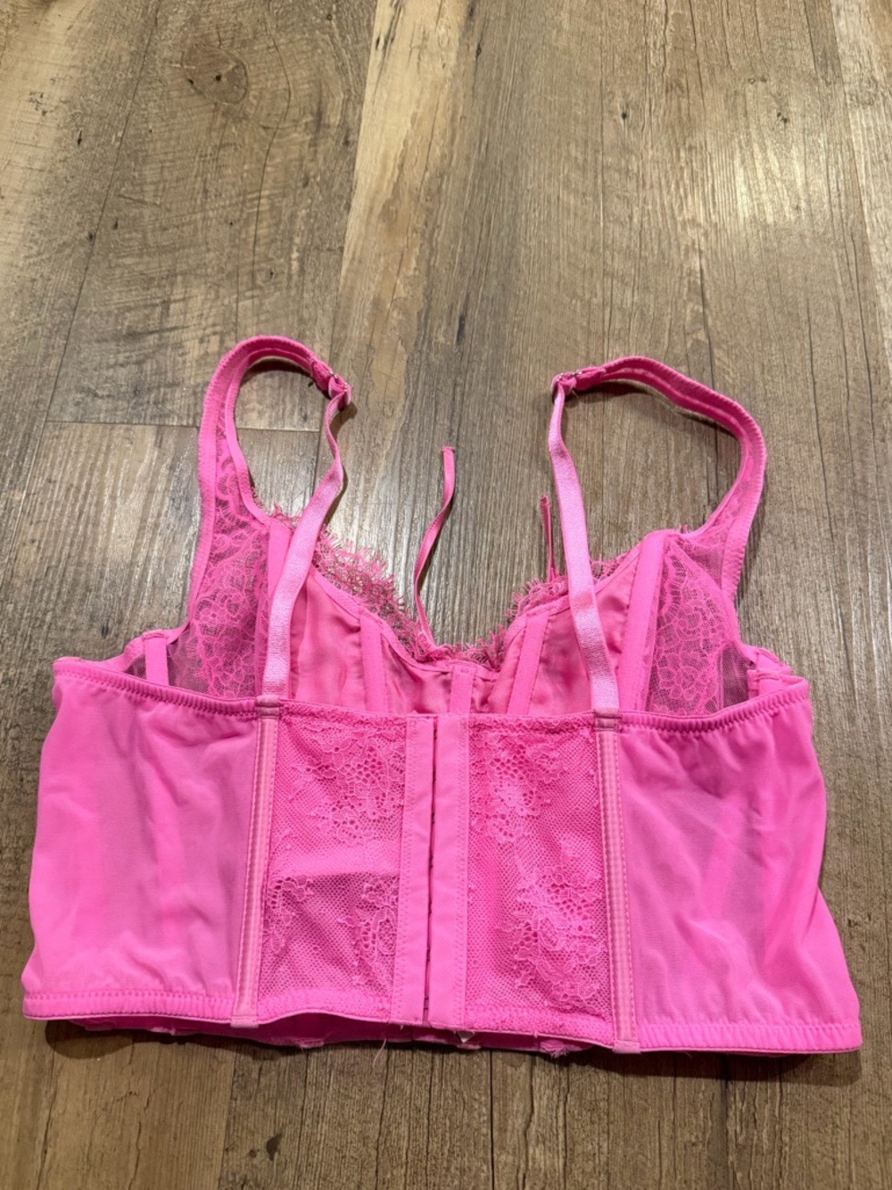 Victoria's Secret Hot Pink Lace Longline Corset Bralette Large - Picture 3 of 5